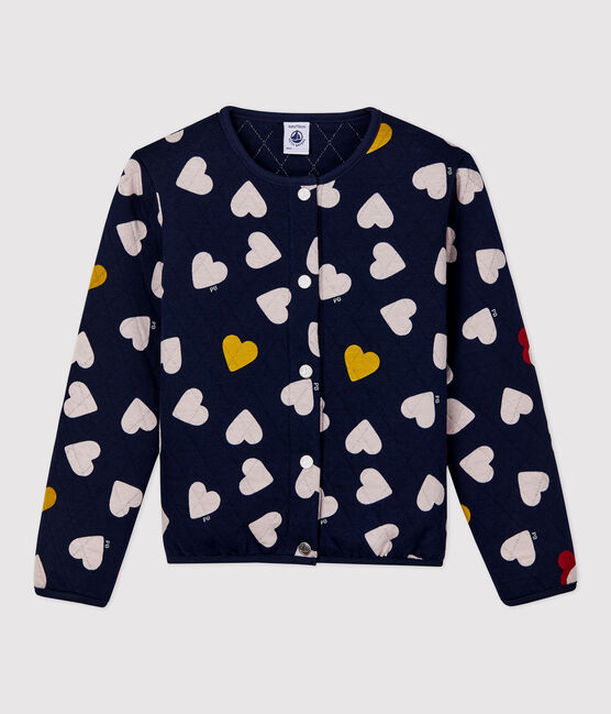 Kinder-Cardigan aus gestepptem Doppeljersey für Mädchen blau SMOKING/weiss MULTICO